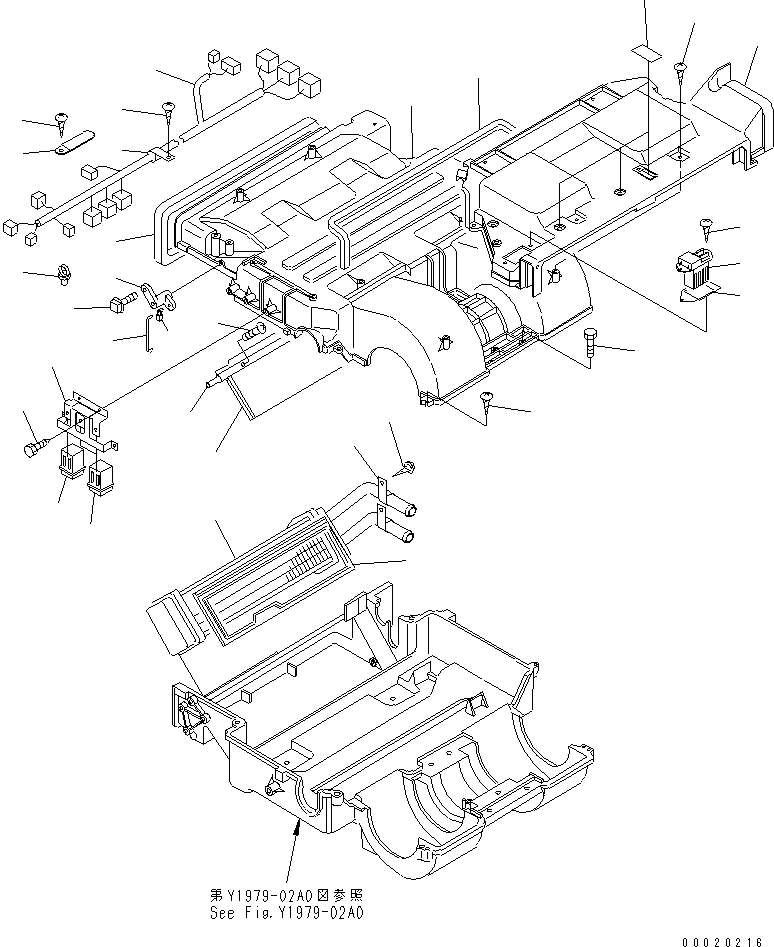 Komatsu parts book diagram for PC228US-3N-YA S/N 30001-UP: AIR CONDITIONER UNIT (1/2) (MANUAL AIR CONDITIONER)