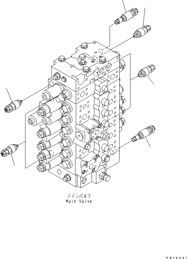 Excavators Komatsu / PC228USLC-3N-YA S/N 30001-UP(pc228uqr) / MAIN VALVE (VALVE) (FOR SLIDE ARM)(150110 : H0120-03A9)