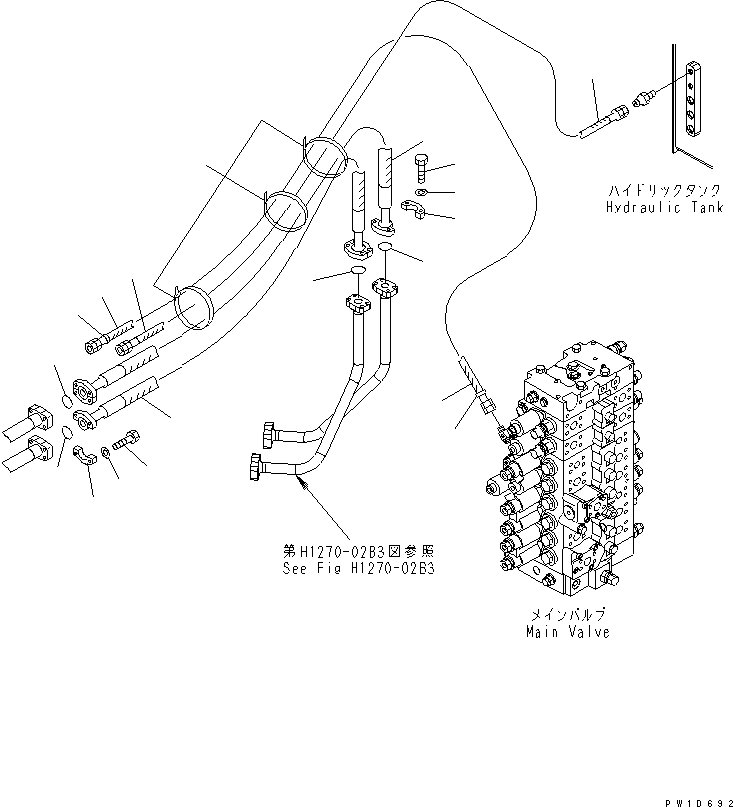 Excavators Komatsu / PC228USLC-3N-YA S/N 30001-UP(pc228uqr) / ATTACHMENT LINE (VALVE) (FOR SLIDE ARM)(#20001-)(150240 : H1270-01B5)
