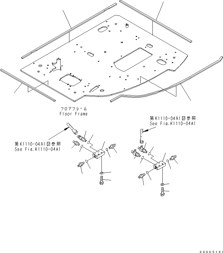 Excavators Komatsu / PC228USLC-3N-YA S/N 30001-UP(pc228uqr) / FLOOR FRAME (P ?T BLOCK AND SEAL) (1 ACTUATOR)(210610 : K1110-21A1)