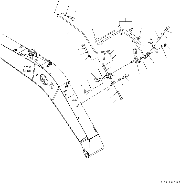 Komatsu parts book diagram for PC228USLC-3N-YA S/N 30001-UP: BOOM (5.7M) (ADDITIONAL LINES) (2/2) (FOR SLID ARM) (YELLOW)