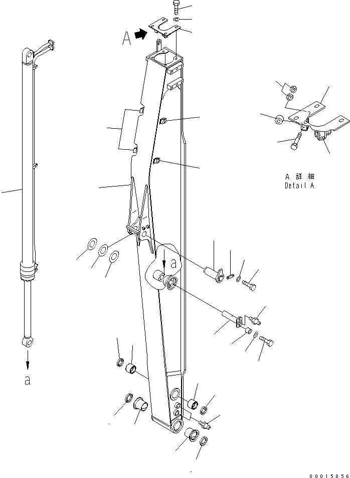 Komatsu parts book diagram for PC228USLC-3N-YA S/N 30001-UP: SLIDE ARM (UPPER AND ARM CYLINDER) (YELLOW)