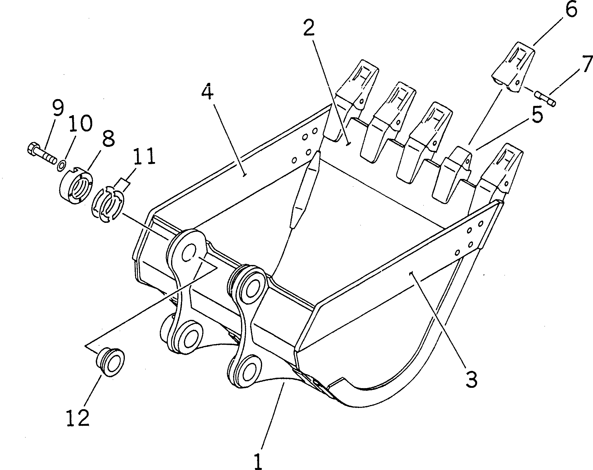 Komatsu parts book diagram for PC228USLC-3N-YA S/N 30001-UP: BUCKET ? 0.8M3 (CECE 0.7M3) ? 1150MM (HORIZONTAL PIN TYPE) (WITH ADJUSTER)(#20001-)