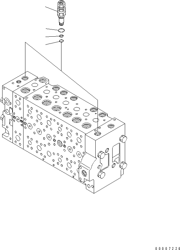 Komatsu parts book diagram for PC228USLC-3N-YA S/N 30001-UP: MAIN VALVE (7-SPOOL) (9/19)