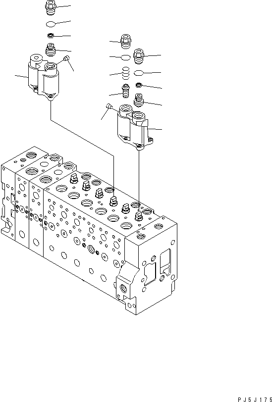 Komatsu parts book diagram for PC228USLC-3N-YA S/N 30001-UP: MAIN VALVE (8-SPOOL) (3/21)