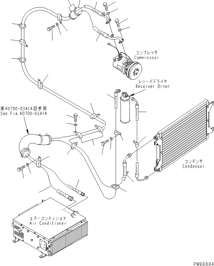 Excavators Komatsu / PC228USLC-1 S/N 11001-UP (For U.S.A.)(pc228usc) / AIR CONDITIONER (HOSE)(210380 : K0700-02A1A)