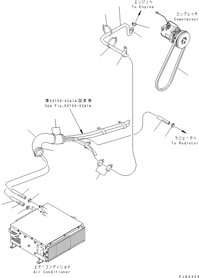 Excavators Komatsu / PC228USLC-1 S/N 11001-UP (For U.S.A.)(pc228usc) / AIR CONDITIONER (HEATER HOSE)(210390 : K0700-03A1A)