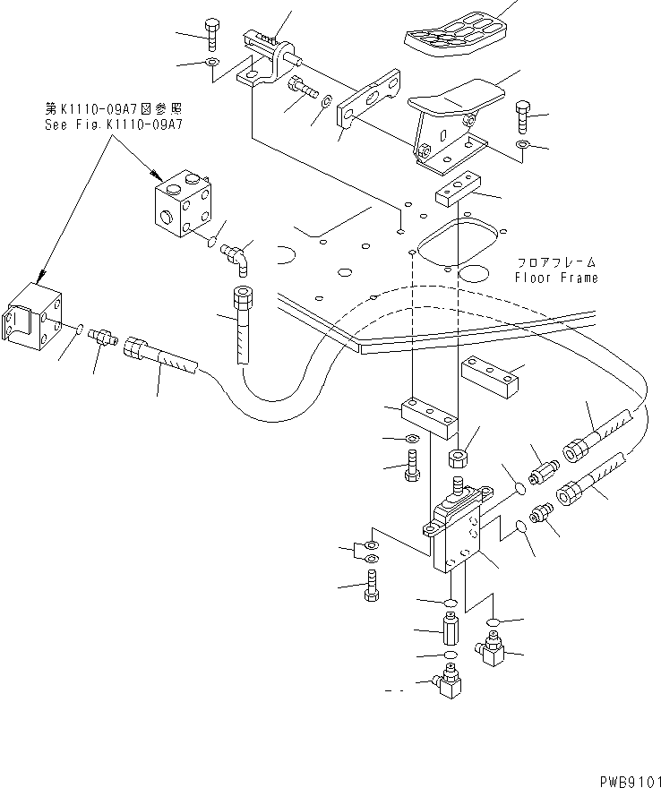 Excavators Komatsu / PC228USLC-1 S/N 11001-UP (For U.S.A.)(pc228usc) / FLOOR FRAME (OFFSET CONTROL) (2 ACTUATOR) (FOR MONO-BOOM)(210460 : K1110-05A7A)