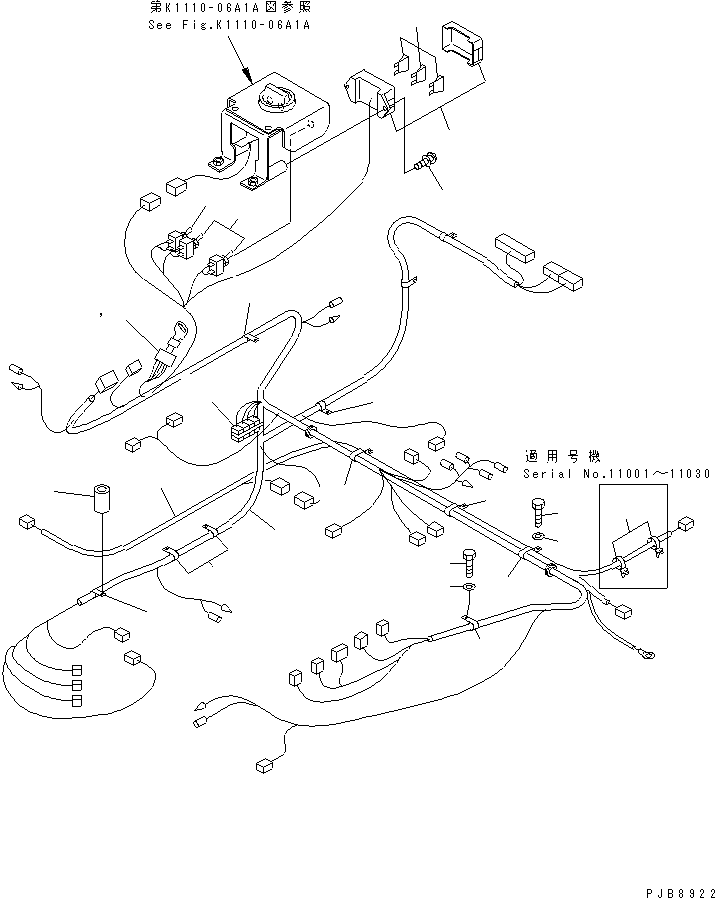 Excavators Komatsu / PC228USLC-1 S/N 11001-UP (For U.S.A.)(pc228usc) / FLOOR FRAME (WIRING) (FOR MONO-BOOM) (FOR SLIDE ARM)(210540 : K1110-11A2A)