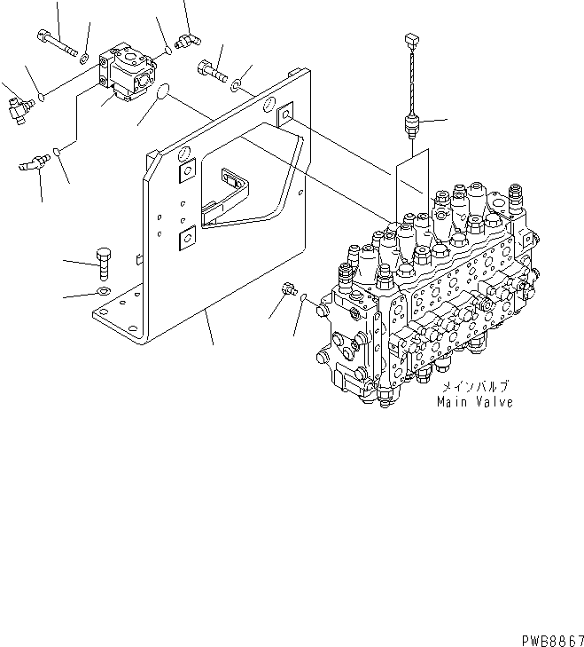 Excavators Komatsu / PC228USLC-1-TN S/N 11001-UP(pc228usr) / MAIN VALVE (VALVE BRACKET AND PIPING) (FOR MONO BOOM)(150120 : H0120-02A2)