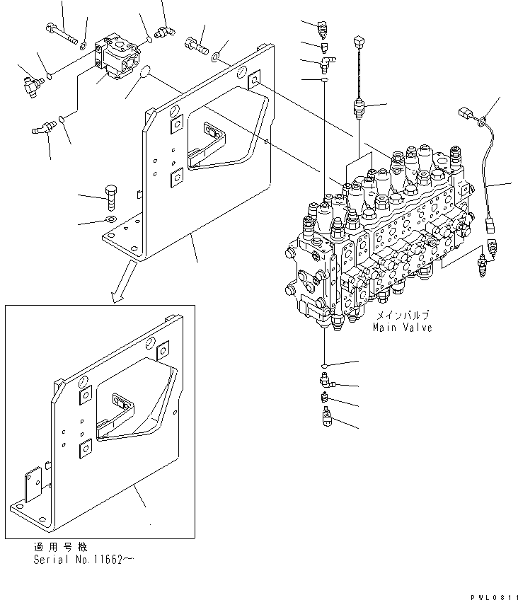 Excavators Komatsu / PC228USLC-1-TN S/N 11001-UP(pc228usr) / MAIN VALVE (VALVE BRACKET AND PIPING) (BLADE AND TUNNEL SPEC.)(150140 : H0120-02B3)