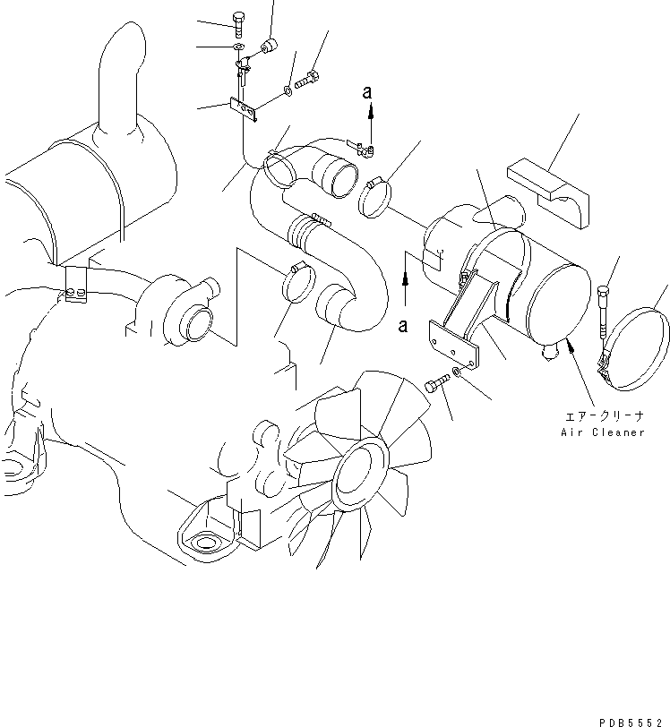 Komatsu parts book diagram for PC228UU-1-MO S/N 10001-UP: AIR CLEANER CONNECTION (FOR DOUBLE ELEMENT)(#10022-10573)