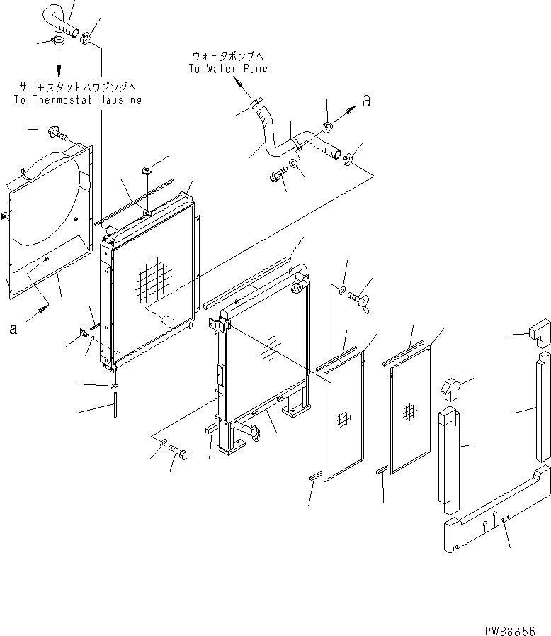 Komatsu parts book diagram for PC228UU-1-MO S/N 10001-UP: COOLING (RADIATOR AND PIPING) (FOR HEATER)(#10574-)