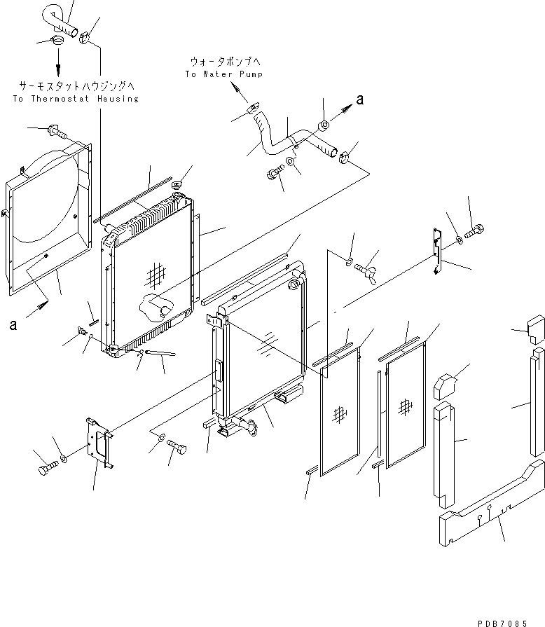Komatsu parts book diagram for PC228UU-1-MO S/N 10001-UP: COOLING (RADIATOR AND PIPING)(#10022-10573)