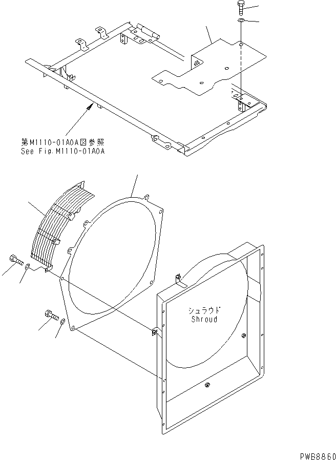 Komatsu parts book diagram for PC228UU-1-MO S/N 10001-UP: COOLING (FAN GUARD) (FOR HEATER)(#10574-)