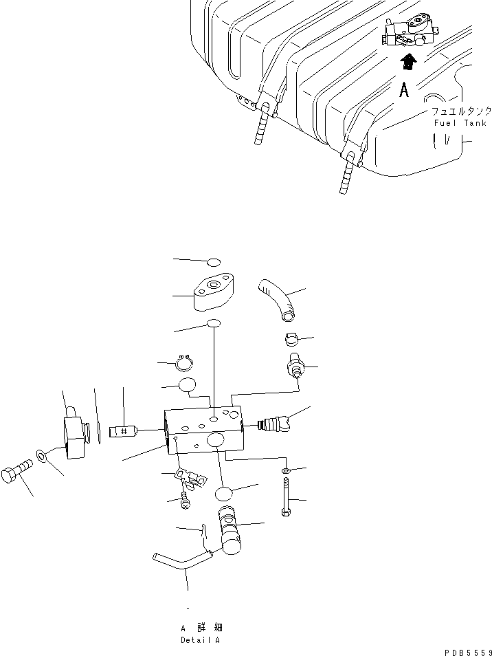Komatsu parts book diagram for PC228UU-1-MO S/N 10001-UP: FUEL TANK (VALVE)(#10022-10573)
