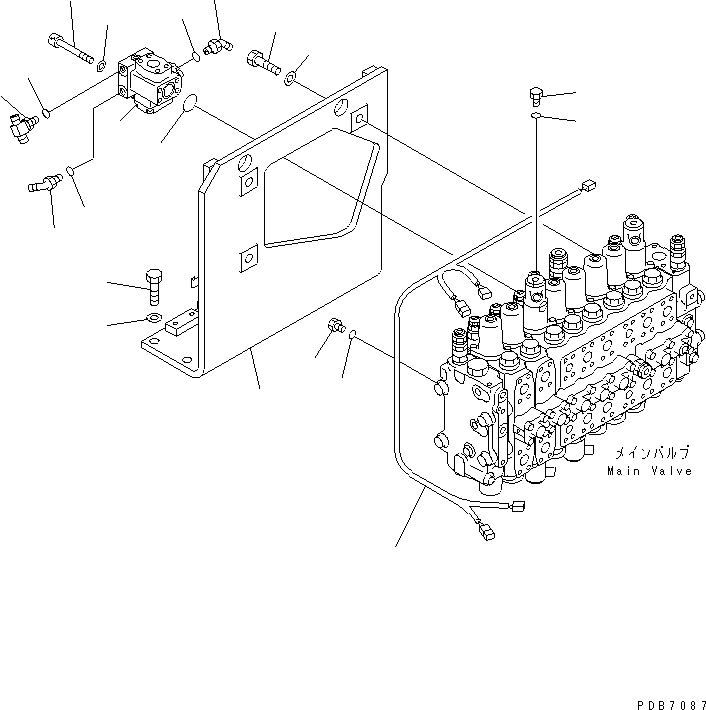 Komatsu parts book diagram for PC228UU-1-MO S/N 10001-UP: MAIN VALVE (VALVE BRACKET AND PIPING)(#10022-10573)