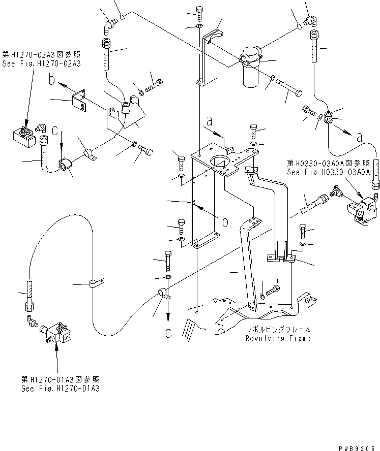 Komatsu parts book diagram for PC228UU-1-MO S/N 10001-UP: ATTACHMENT LINE (2 ACTUATOR) (RETURN) (FOR MONO-BOOM)(#10022-10573)