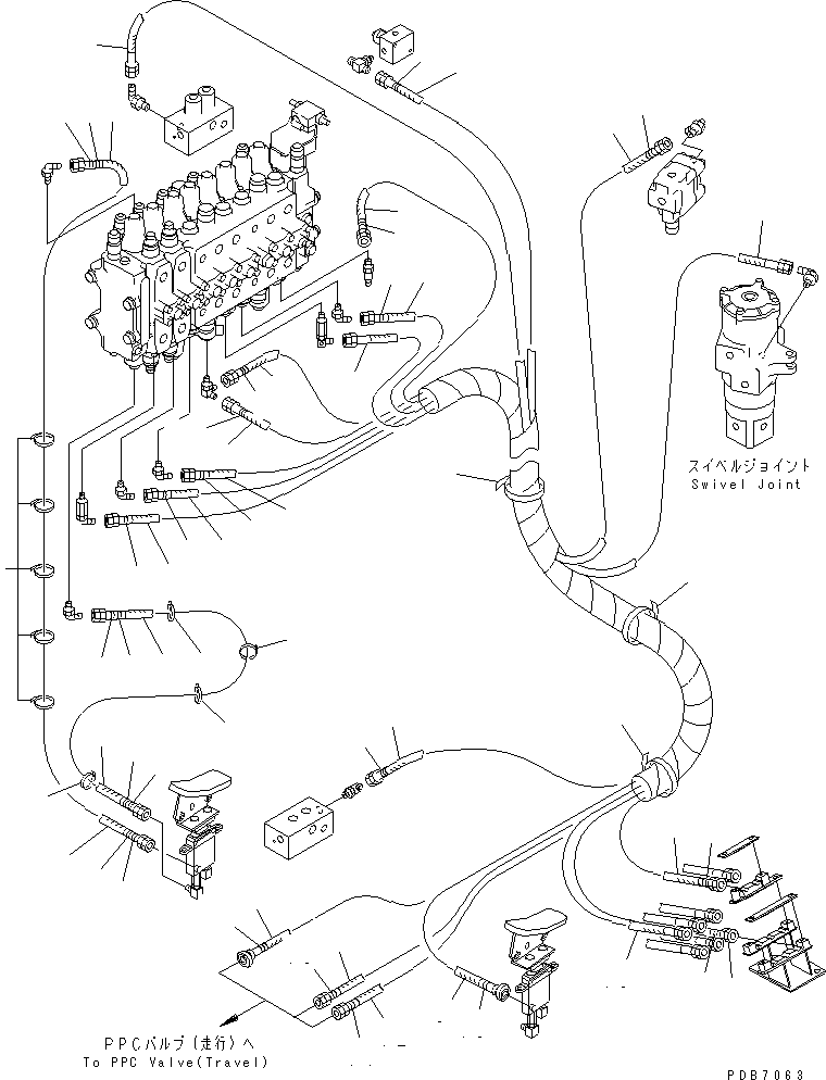 Komatsu parts book diagram for PC228UU-1-MO S/N 10001-UP: PPC MAIN LINE (VALVE PPC) (VALVE LOWER LINE) (2 ACTUATOR) (FOR MONO BOOM)(#10022-10324)