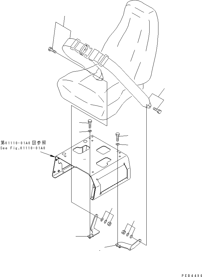 Komatsu parts book diagram for PC228UU-1-MO S/N 10001-UP: SEAT BELT(#10001-10573)