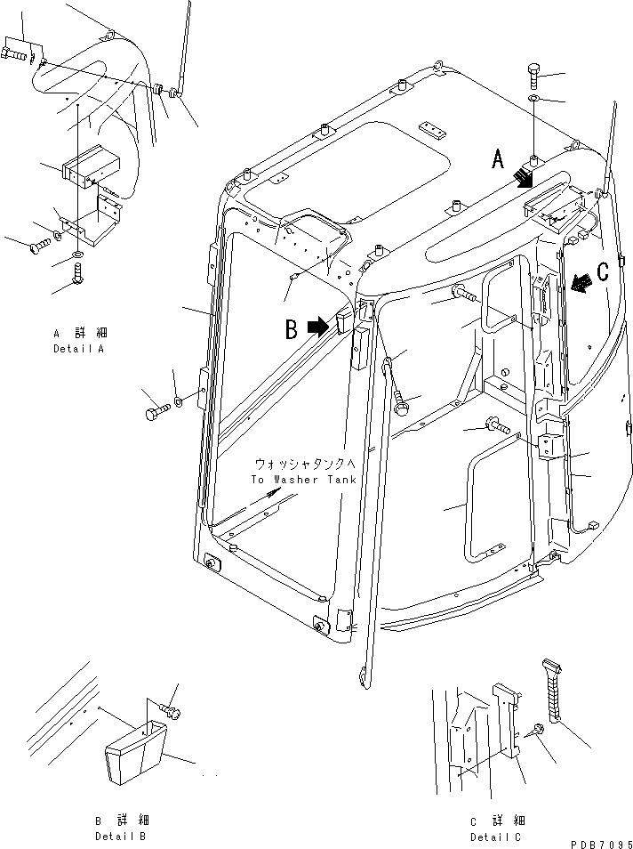 Komatsu parts book diagram for PC228UU-1-MO S/N 10001-UP: OPERATOR'S CAB (ACCESSORIES) (WITH HEAD GUARD)(#10022-10573)