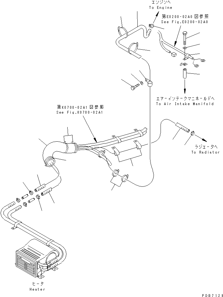 Komatsu parts book diagram for PC228UU-1-MO S/N 10001-UP: HEATER (UNIT)(#10022-10573)