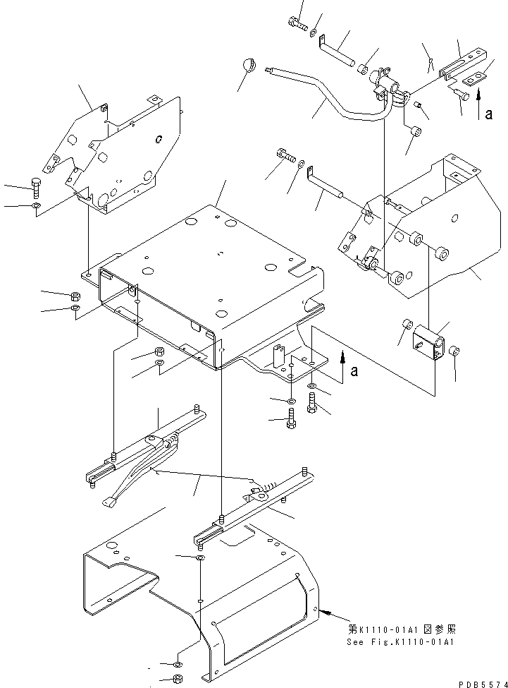Komatsu parts book diagram for PC228UU-1-MO S/N 10001-UP: FLOOR FRAME (BASE) (1/2) (FOR OFFSET BOOM) (FOR MONO-BOOM)(#10022-10573)