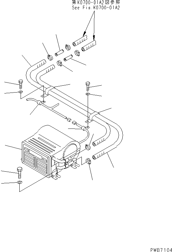 Komatsu parts book diagram for PC228UU-1-MO S/N 10001-UP: FLOOR FRAME (WITH HEATER) (FOR OFFSET BOOM)                      OM)(#10022-)