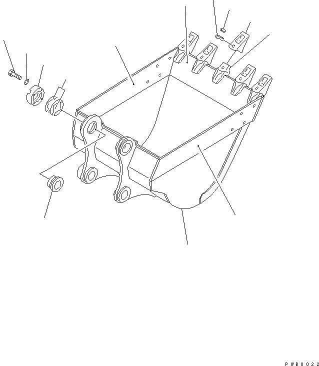 Komatsu parts book diagram for PC228UU-1-MO S/N 10001-UP: BUCKET ? 0.8M3 (CECE 0.7M3) ? 1045MM (VERTICAL PIN TYPE)(#10022-)