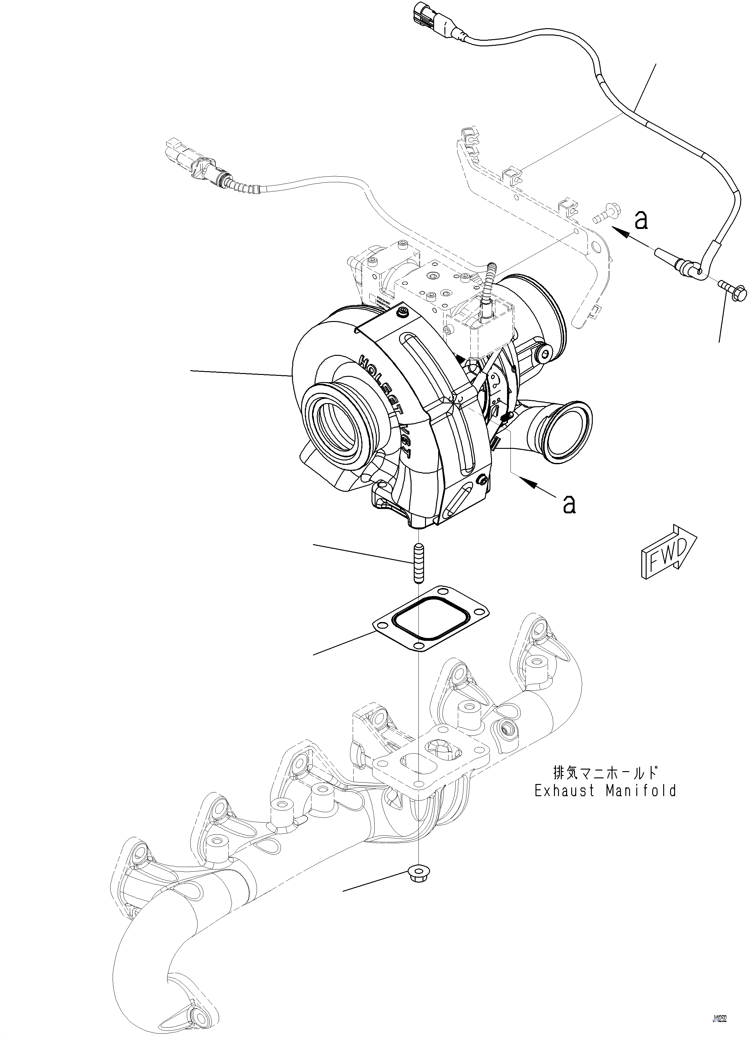 Komatsu parts book diagram for PC230F-11 SN A20700-UP: A1539-001001 VARIABLE GEOMETRY TURBOCHARGER (VGT)