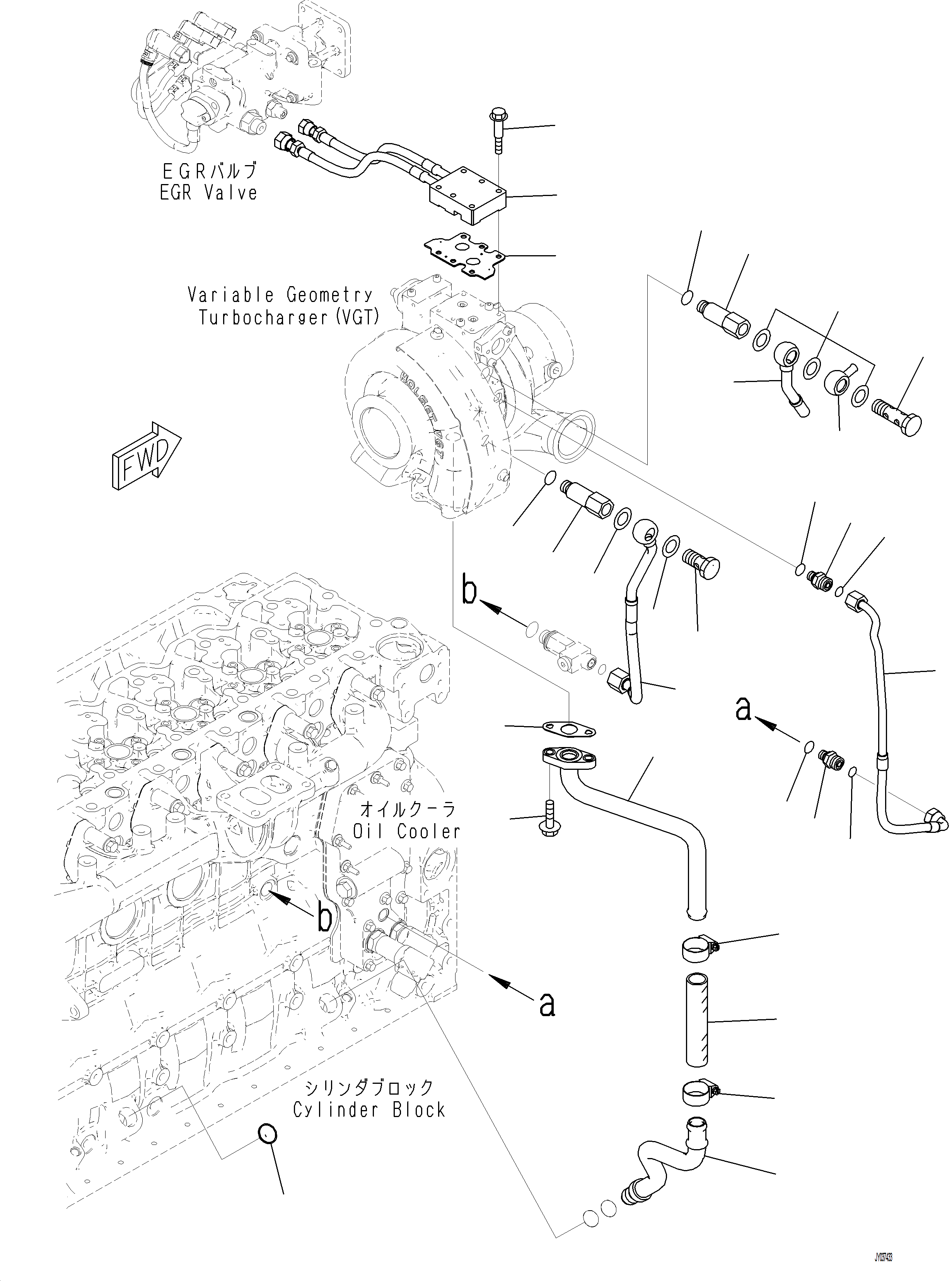 Excavators Komatsu / PC230F-11 SN A20700-UP(pc230f11) / ATP00-001001 VARIABLE GEOMETRY TURBOCHARGER (VGT) OIL PIPING(A-020 : ATP00-001001)