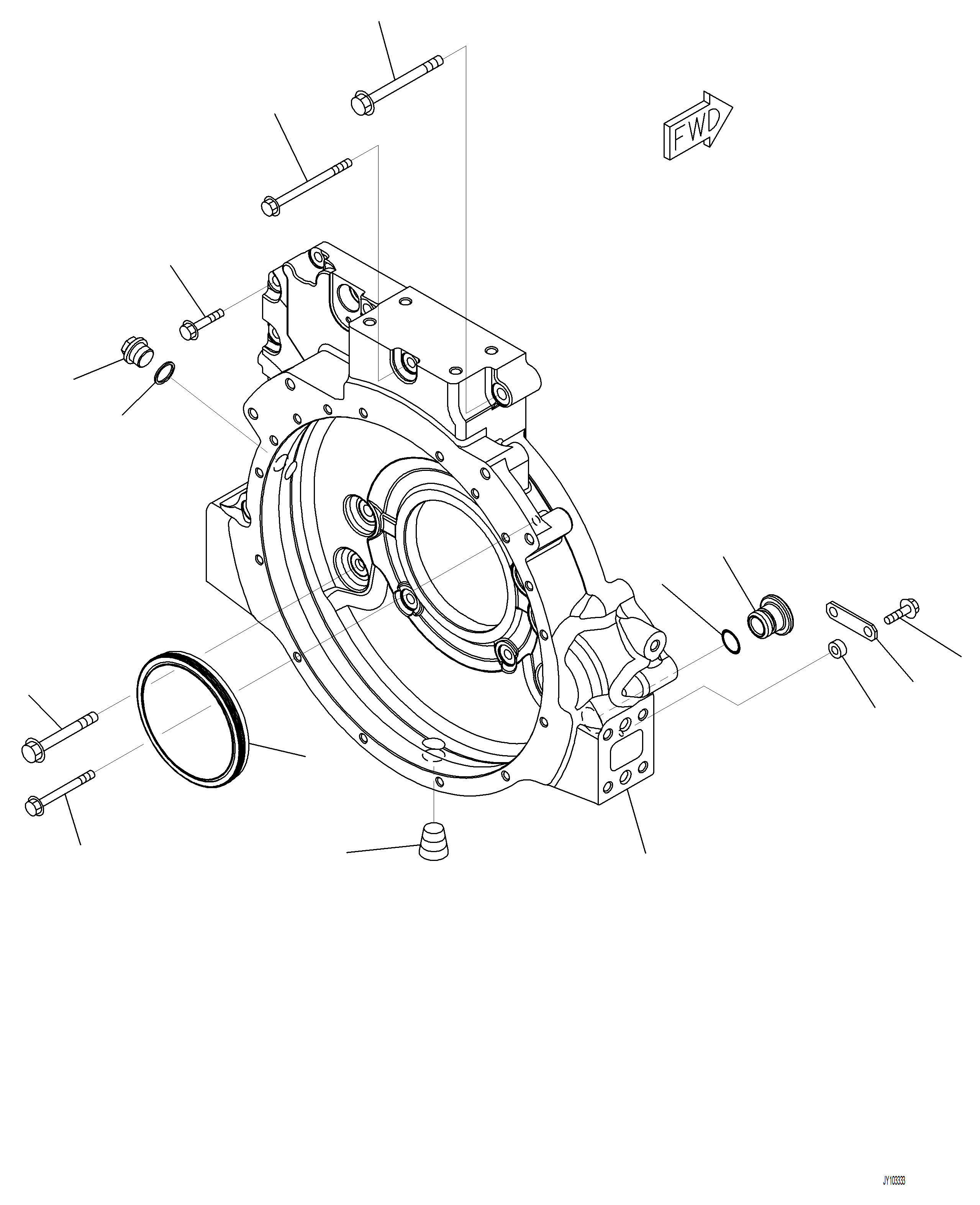 Komatsu parts book diagram for PC230F-11 SN A20700-UP: A2219-001001 FLYWHEEL HOUSING
