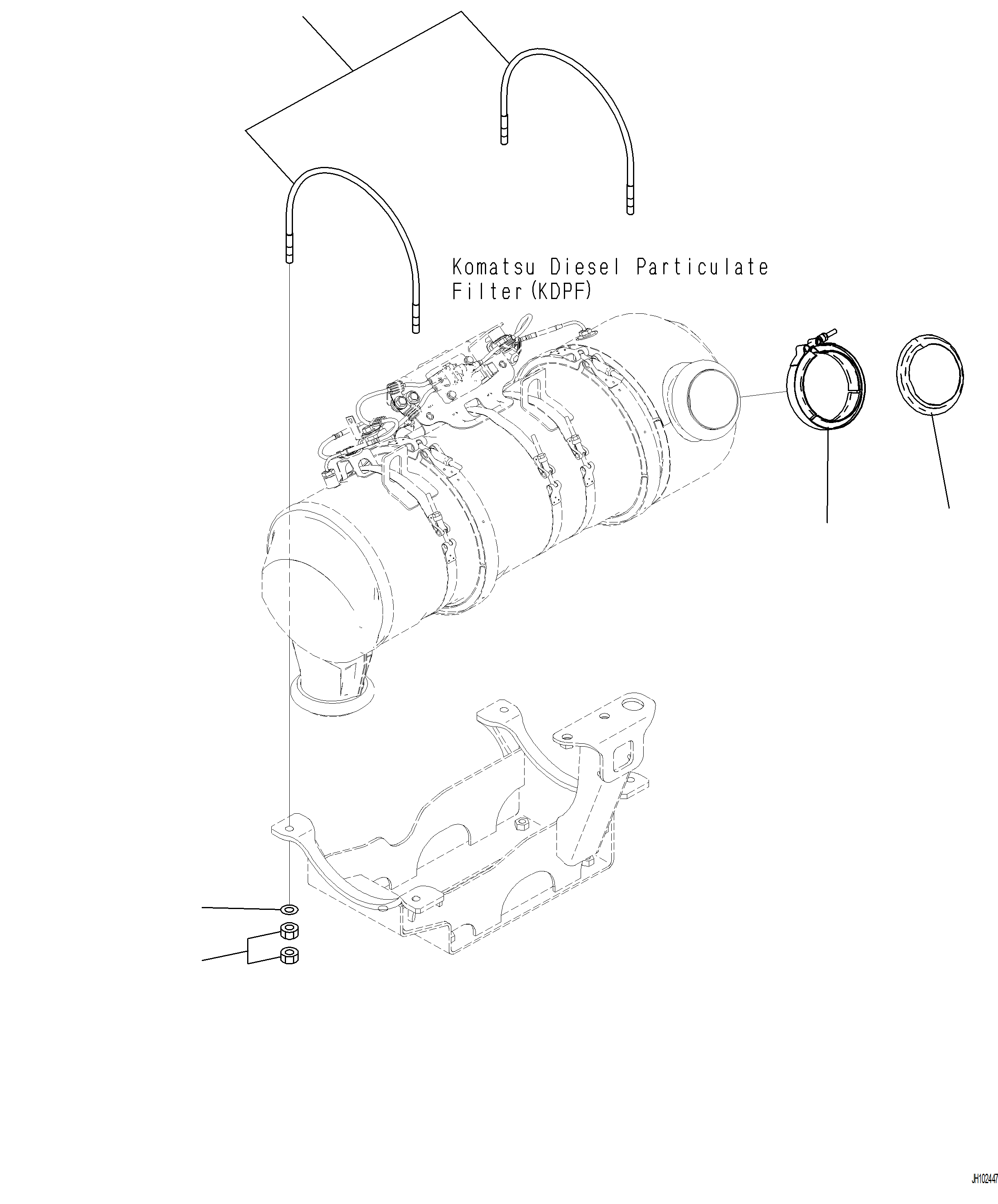 Komatsu parts book diagram for PC230F-11 SN A20700-UP: B0300-001005 EXHAUST KOMATSU DIESEL PARTICULATE FILTER (KDPF) MOUNTING
