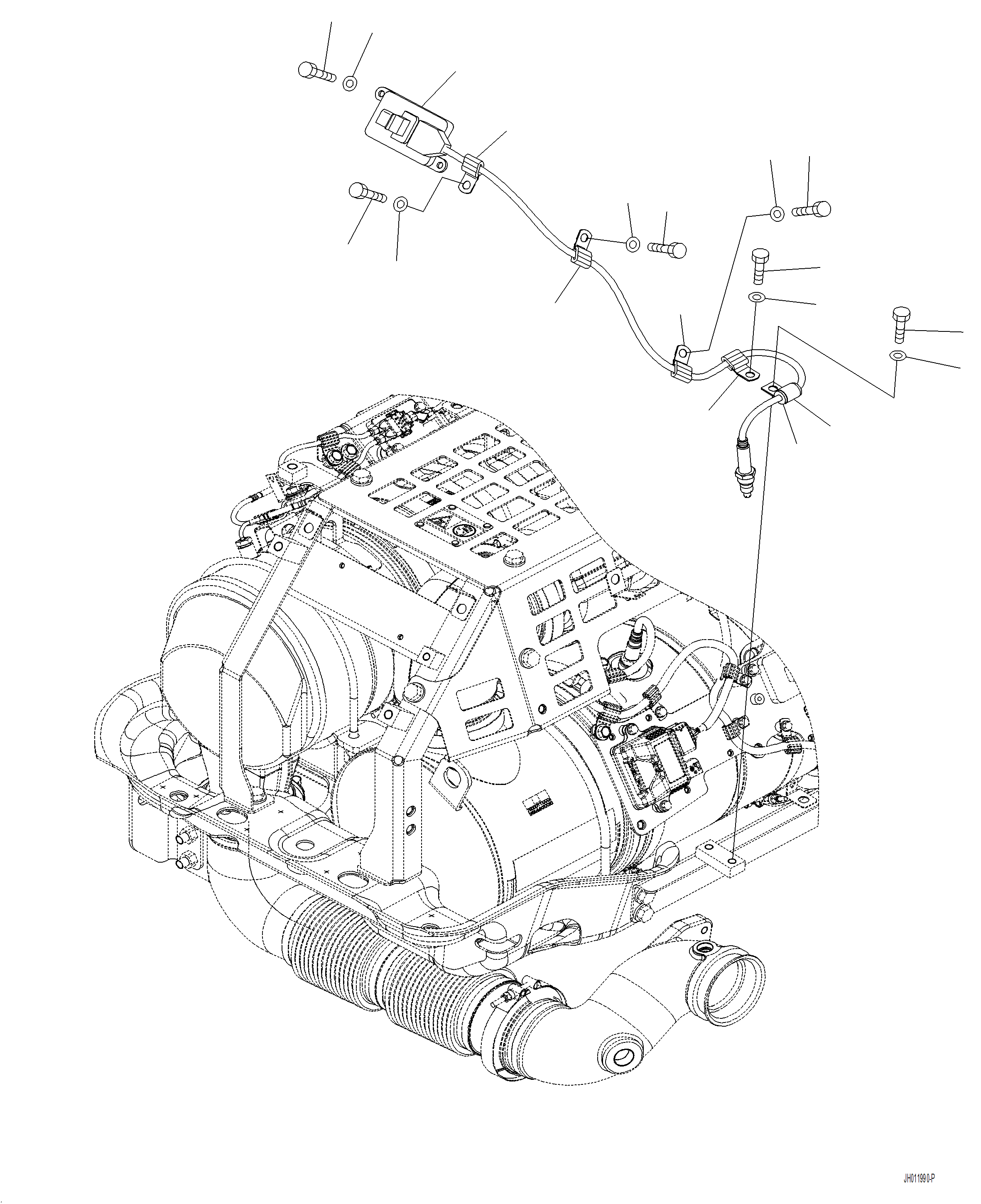 Komatsu parts book diagram for PC230F-11 SN A20700-UP: B0300-001008 EXHAUST SENSOR AND MOUNTING