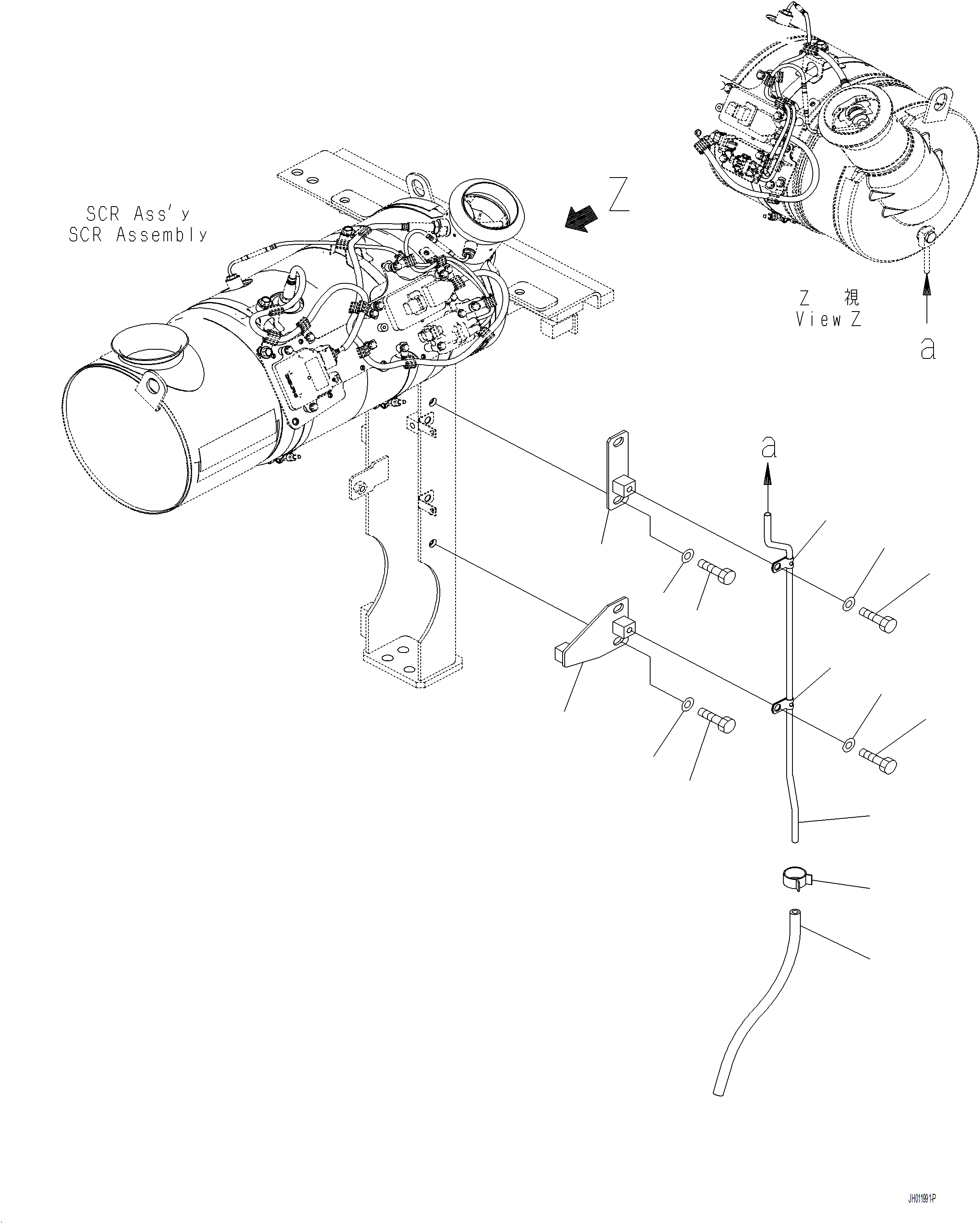 Komatsu parts book diagram for PC230F-11 SN A20700-UP: B0300-001009 EXHAUST PIPE DRAIN PIPING