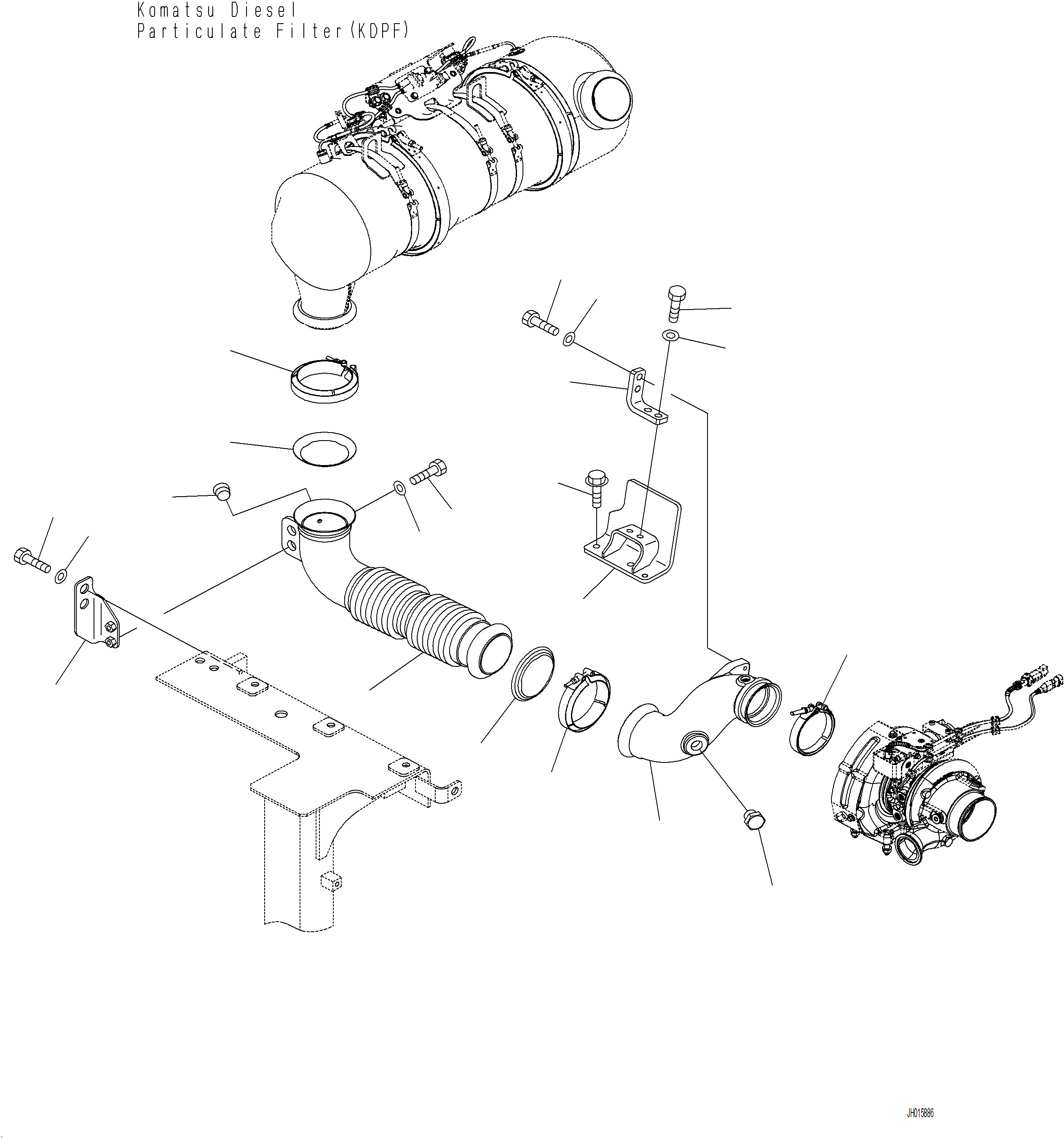 Komatsu parts book diagram for PC230F-11 SN A20700-UP: B0300-001010 EXHAUST PIPE TUBE AND BRACKET