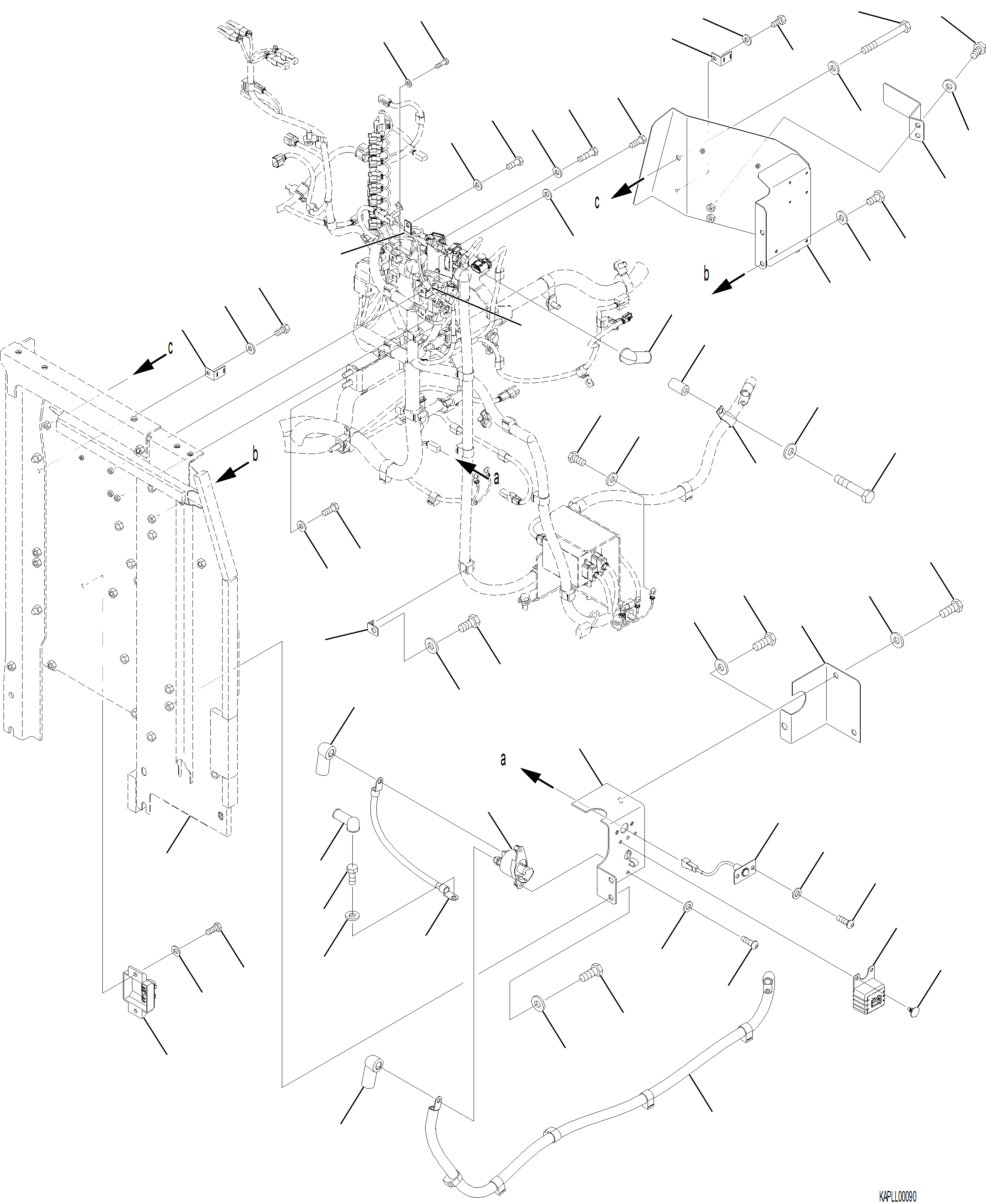 Komatsu parts book diagram for PC230F-11 SN A20700-UP: E0200-001001 STARTER WIRING HARNESS MOUNTING