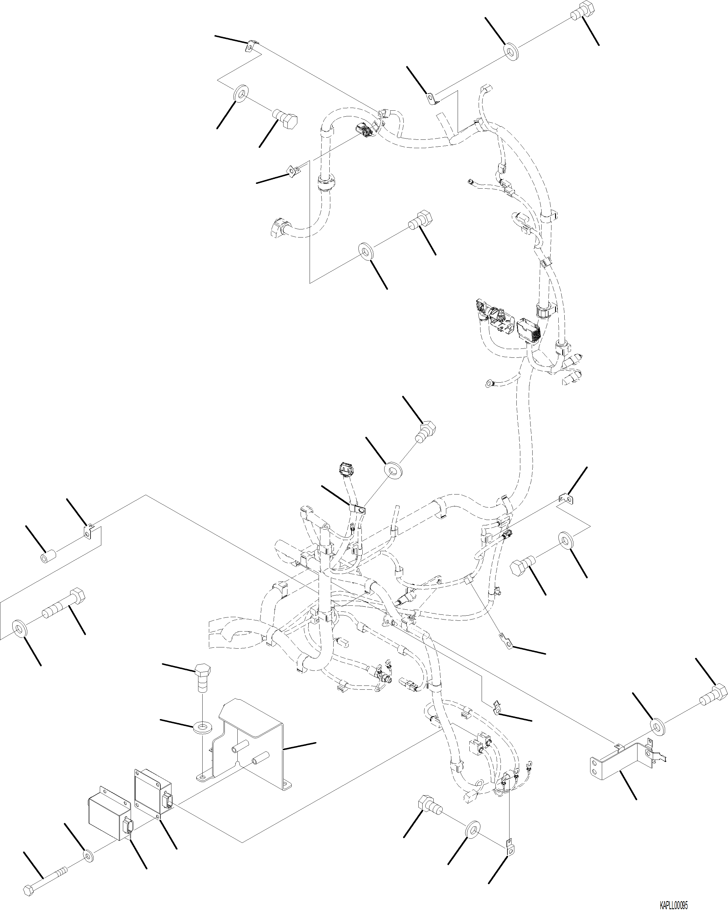 Excavators Komatsu / PC230F-11 SN A20700-UP(pc230f11) / E0200-001006 MAIN WIRING HARNESS MOUNTING (4/5)(E-016 : E0200-001006)