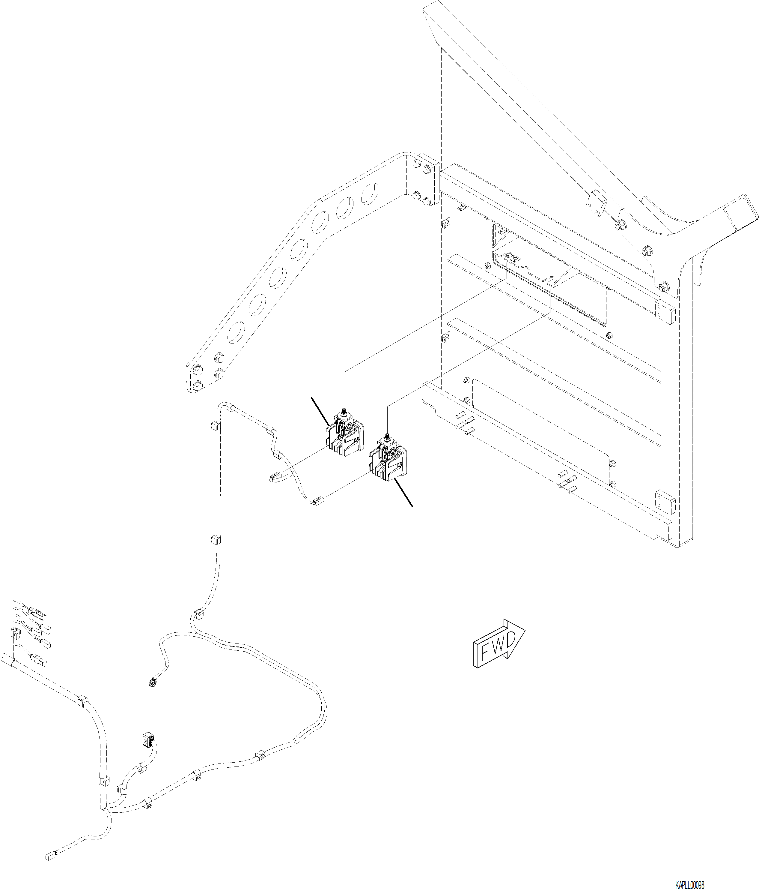 Komatsu parts book diagram for PC230F-11 SN A20700-UP: E0200-001010 WORKING LAMP, R.H.