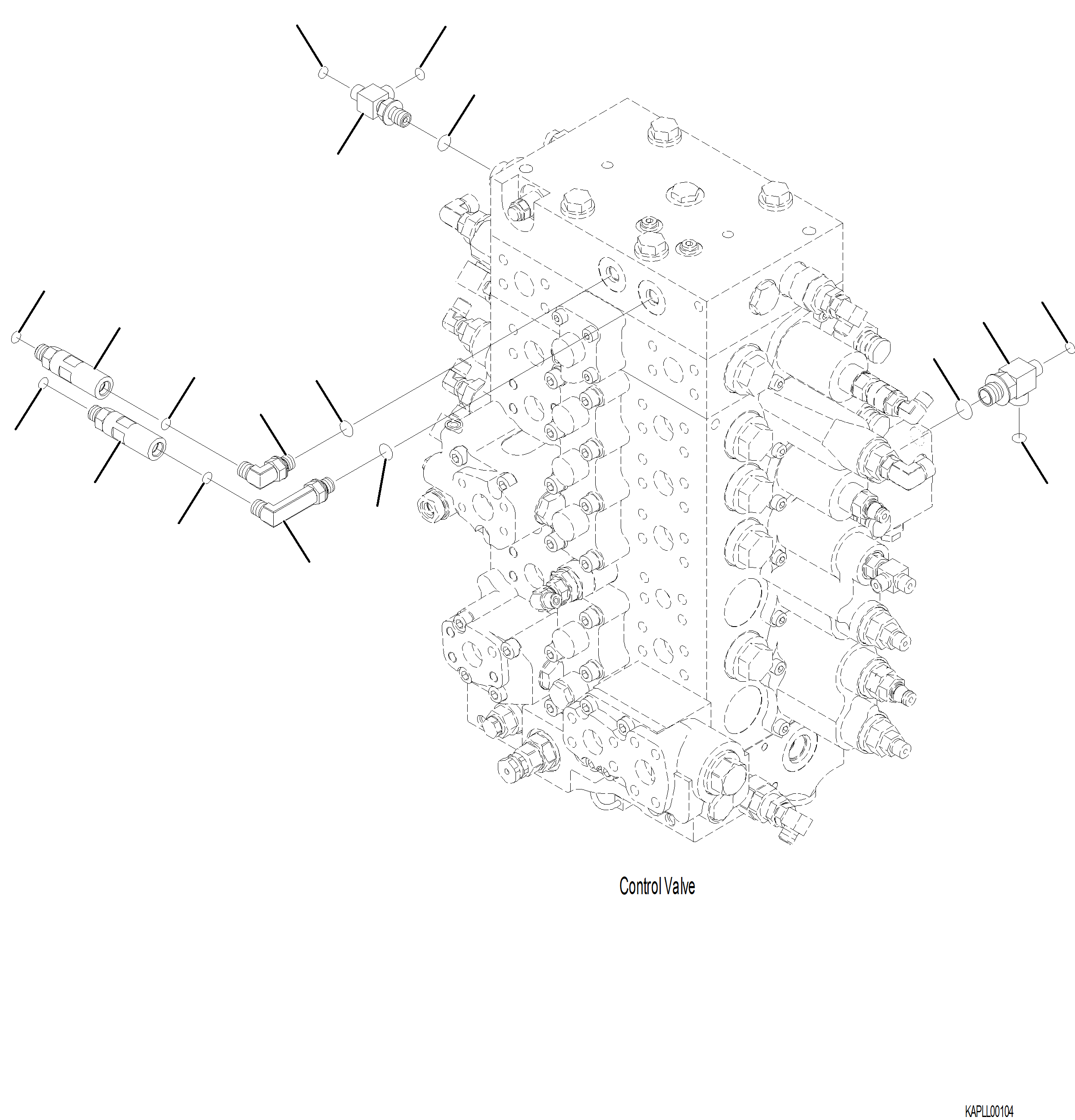 Komatsu parts book diagram for PC230F-11 SN A20700-UP: H0120-001022 MAIN CONTROL VALVE CONNECTIONS (1/3)
