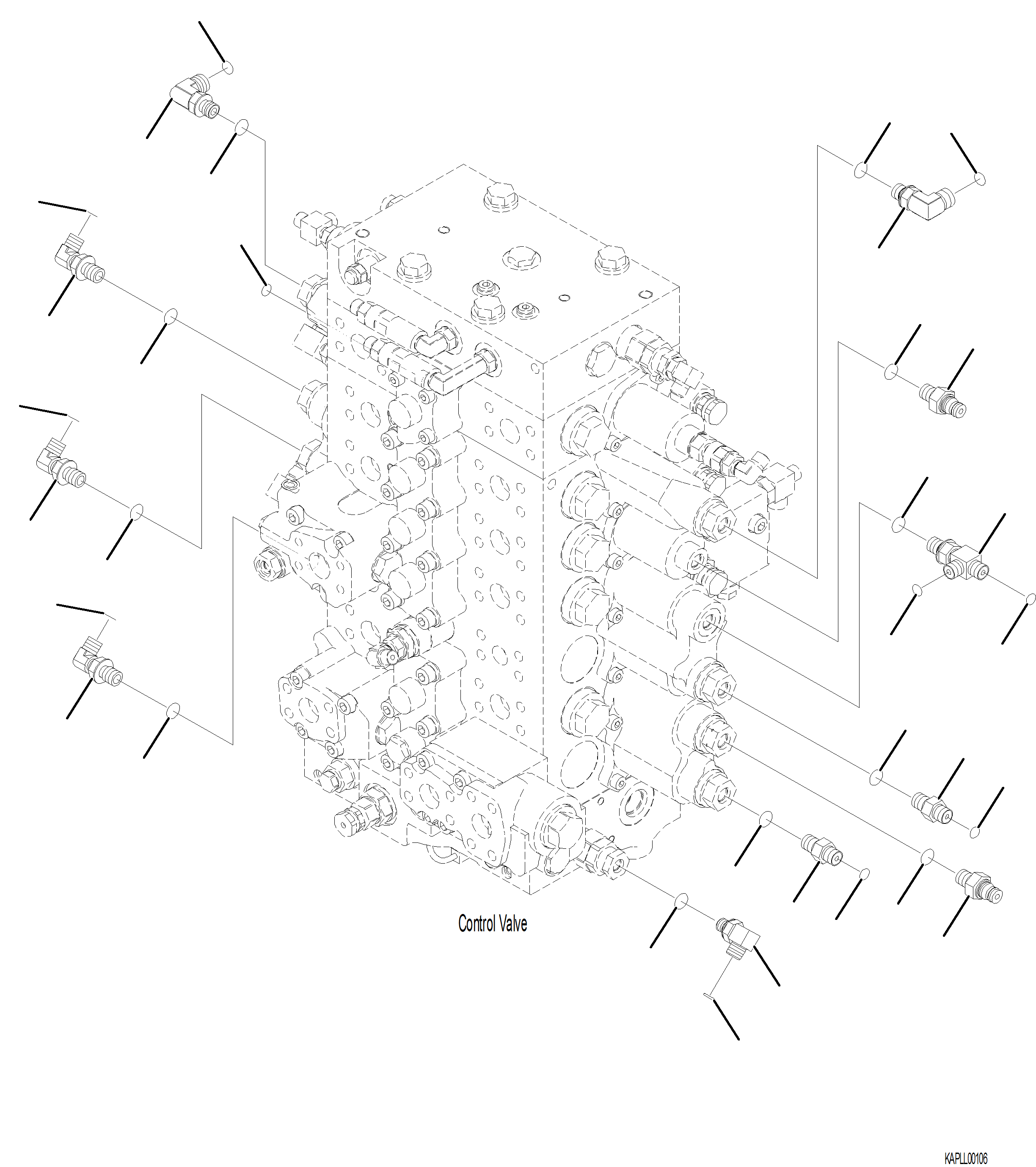 Excavators Komatsu / PC230F-11 SN A20700-UP(pc230f11) / H0120-001024 MAIN CONTROL VALVE CONNECTIONS (3/3)(H-058 : H0120-001024)