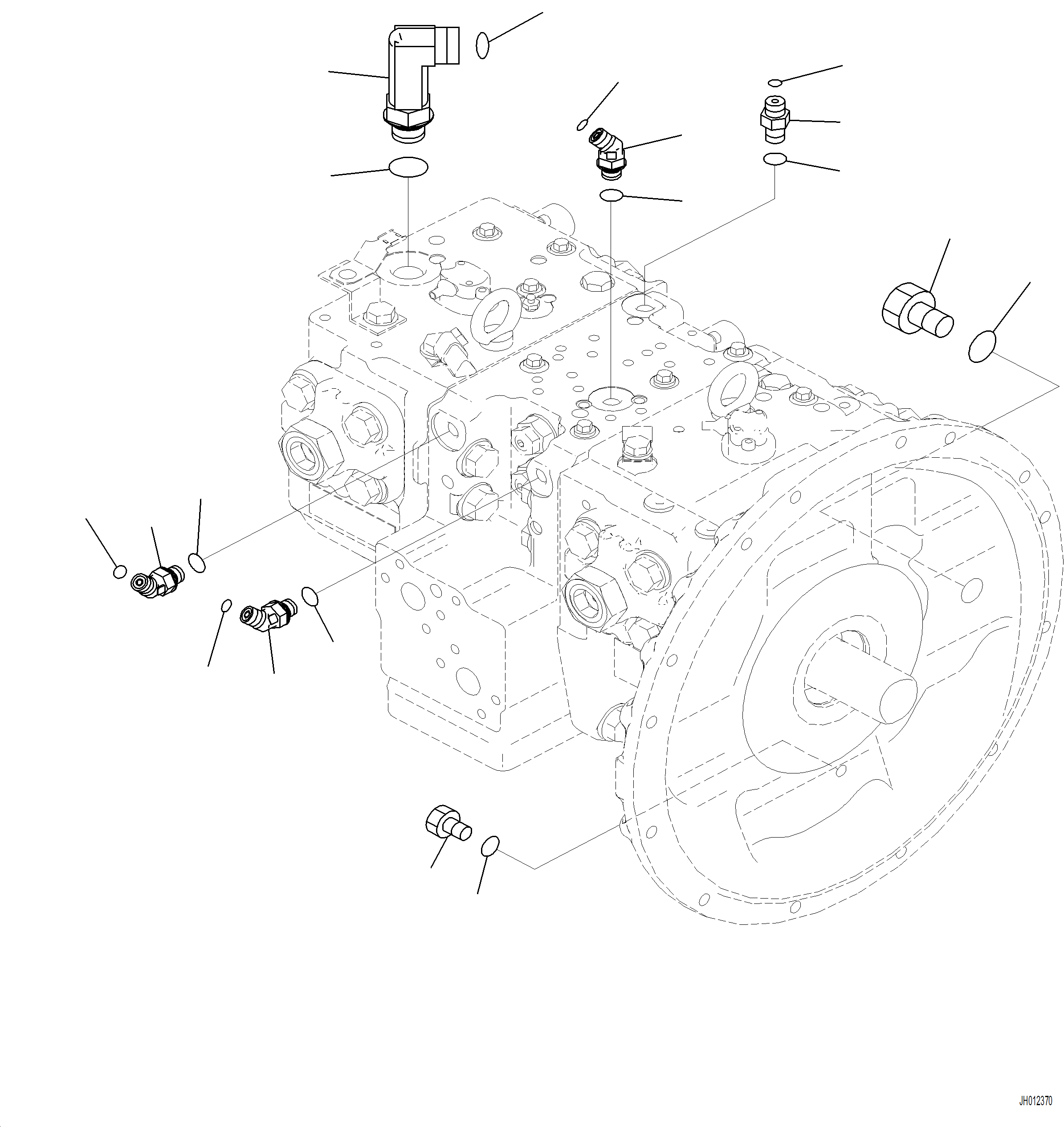 Komatsu parts book diagram for PC230F-11 SN A20700-UP: H0210-002001 PISTON PUMP CONNECTIONS