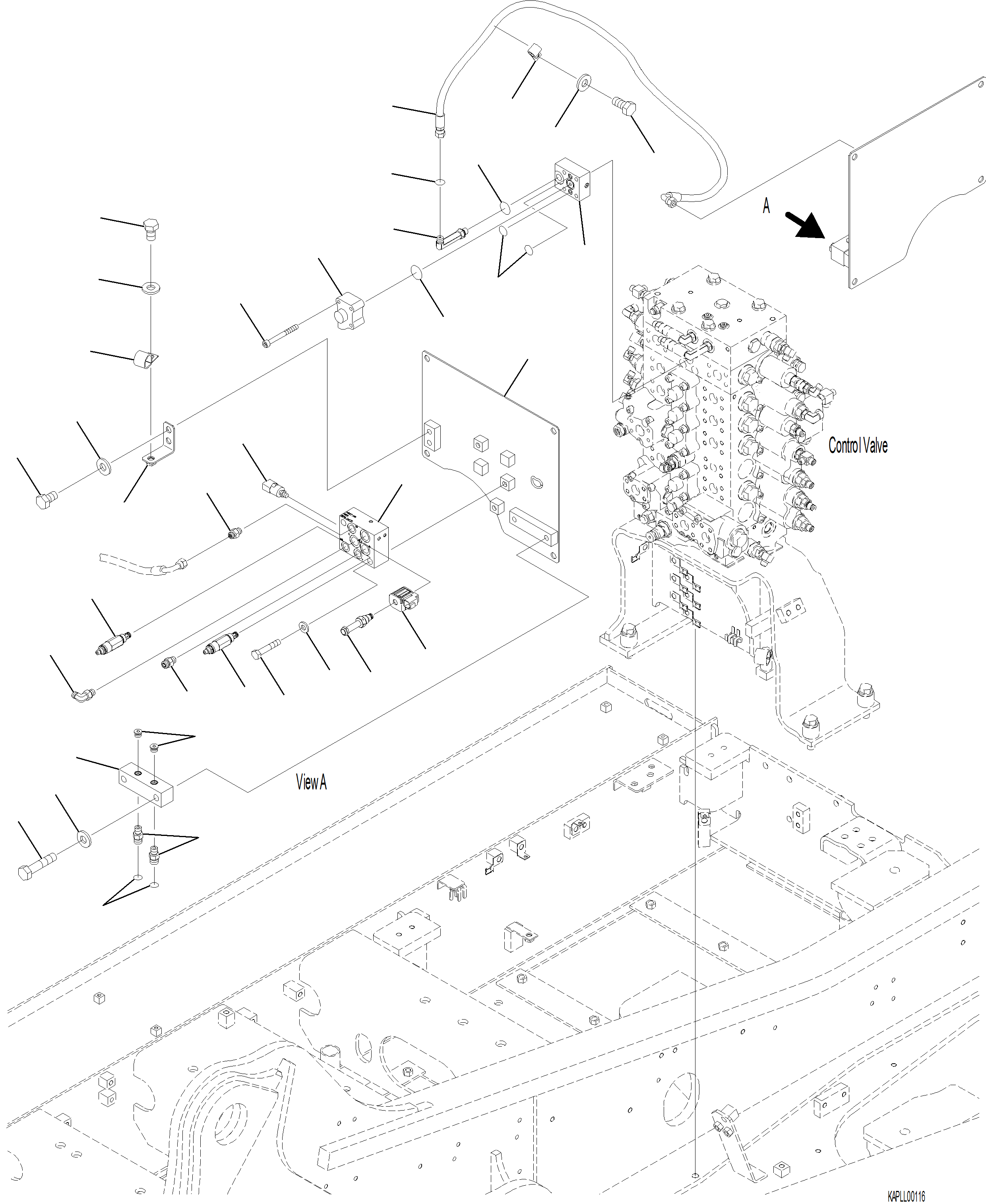 Komatsu parts book diagram for PC230F-11 SN A20700-UP: H1270-001005 ATTACHMENT PIPING LS PIPING