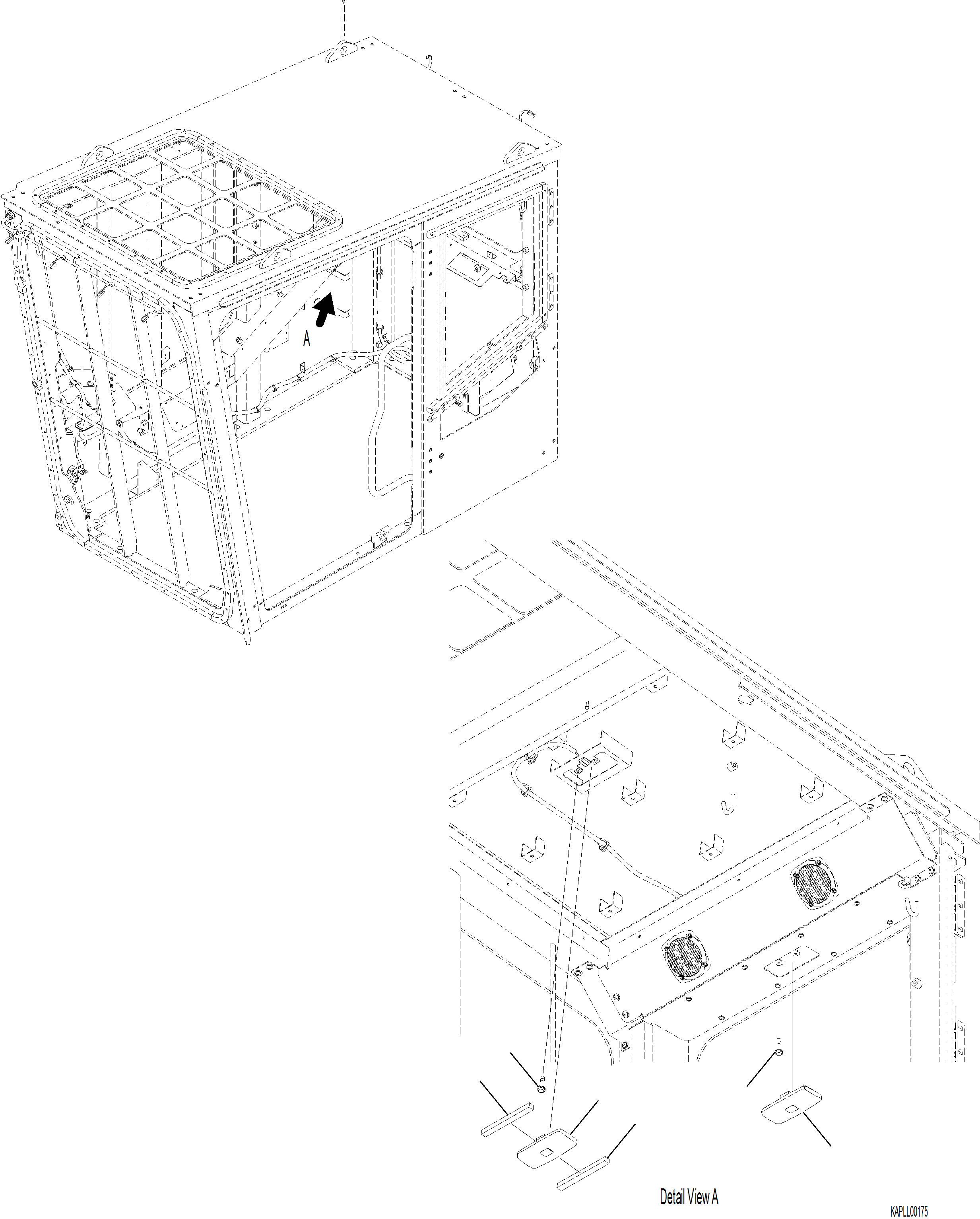 Komatsu parts book diagram for PC230F-11 SN A20700-UP: K1110-001019 CAB ROOM LAMP