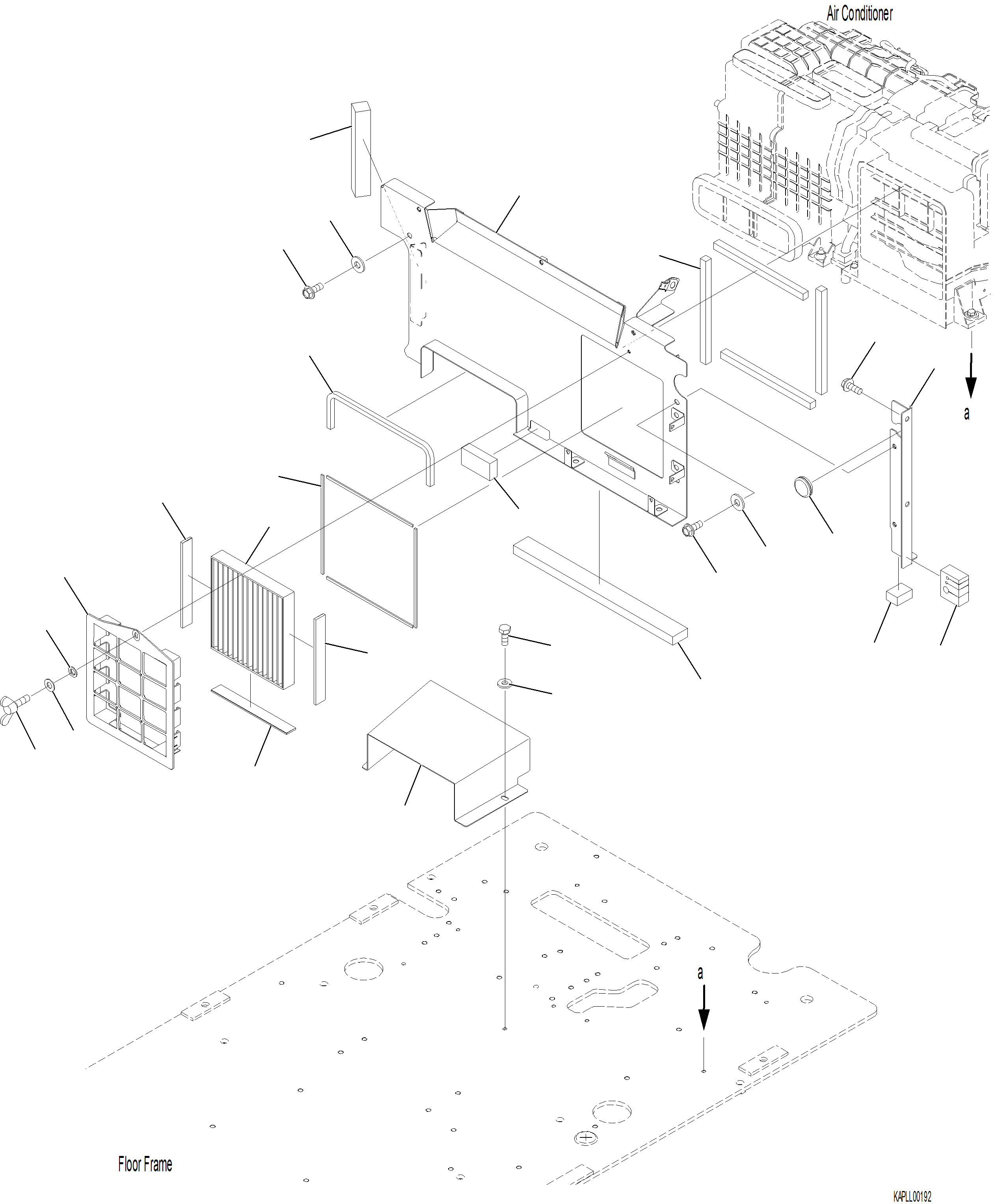 Komatsu parts book diagram for PC230F-11 SN A20700-UP: K1110-001035 CAB IN PARTS PARTITION AND RECIRCULATION AIR FILTER