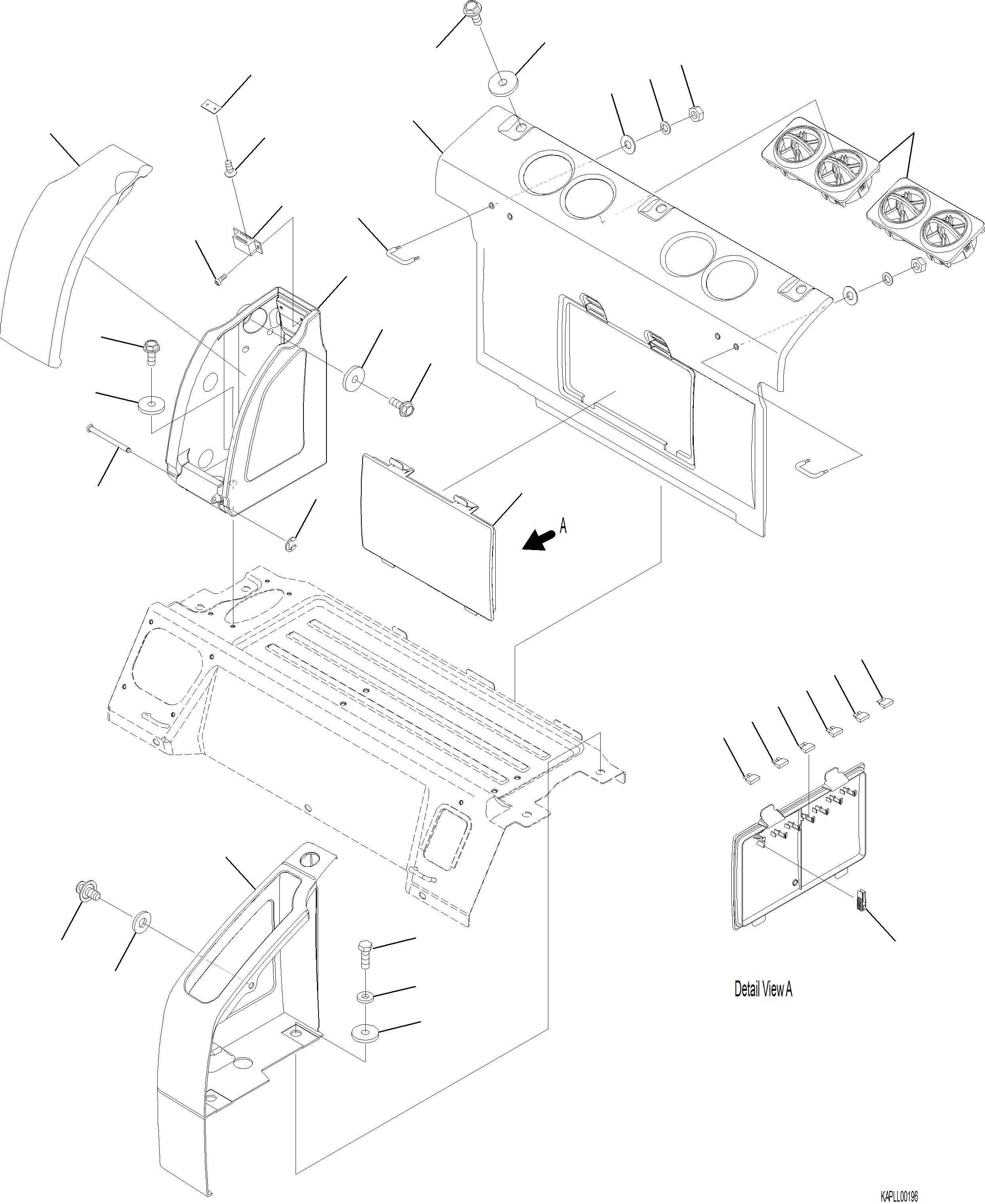 Excavators Komatsu / PC230F-11 SN A20700-UP(pc230f11) / K1110-001039 CAB IN PARTS REAR COVER(K-108 : K1110-001039)