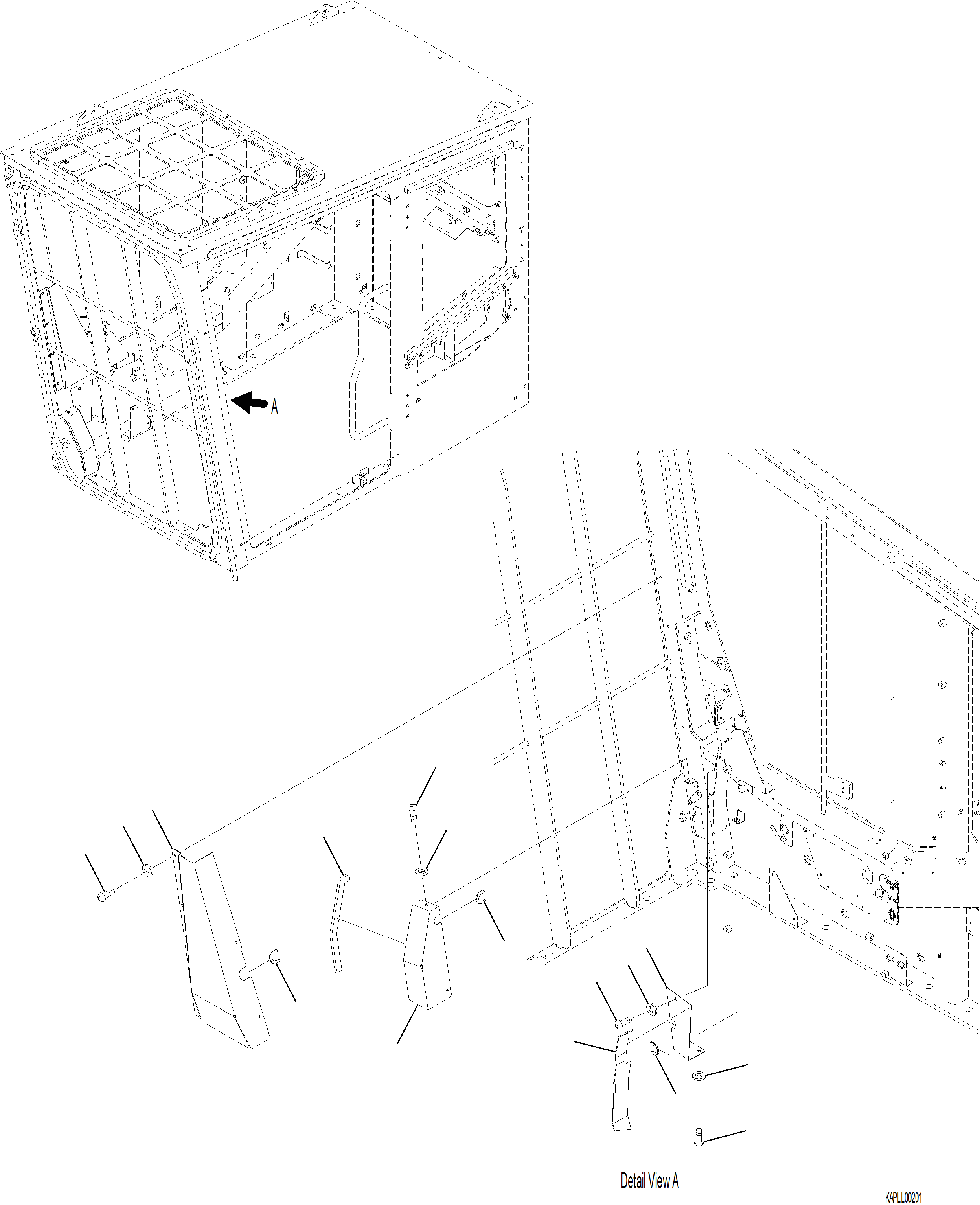 Komatsu parts book diagram for PC230F-11 SN A20700-UP: K1110-001044 CAB IN PARTS (4/4)