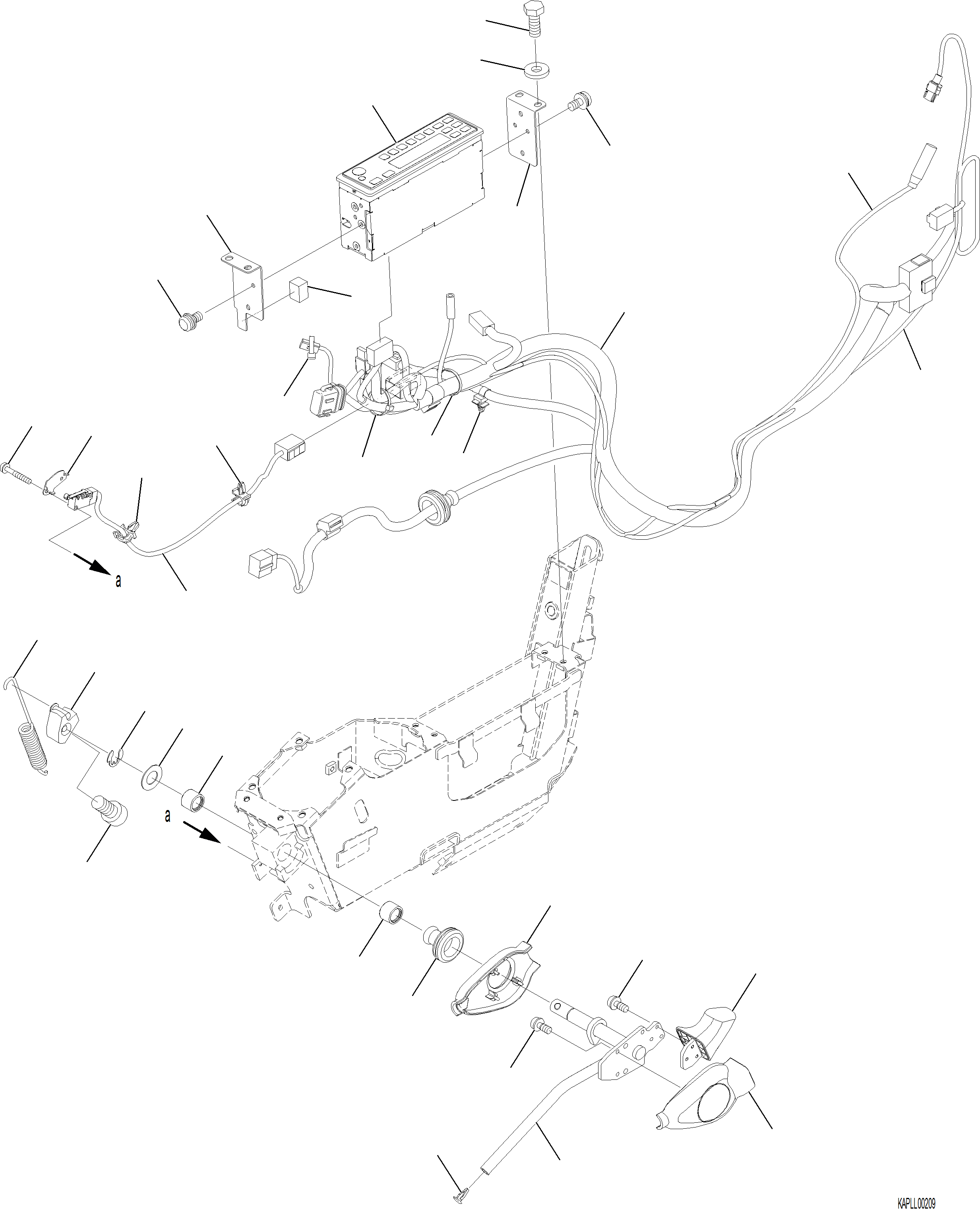 Komatsu parts book diagram for PC230F-11 SN A20700-UP: K1110-001059 CAB FLOOR RADIO AND WORK EQUIPMENT LOCK LEVER