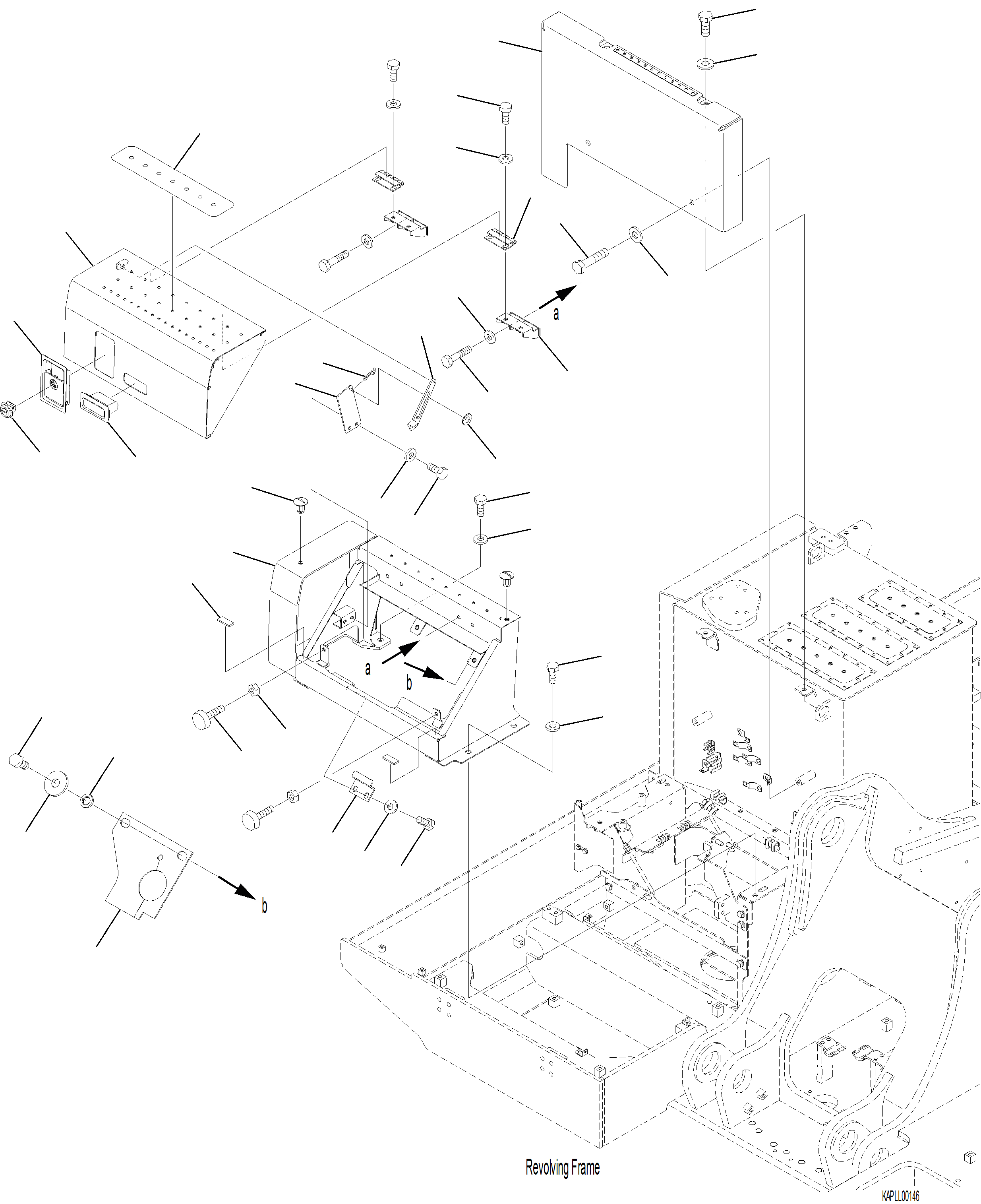 Komatsu parts book diagram for PC230F-11 SN A20700-UP: M1220-001001 RIGHT SIDE CASE DEF TANK COVER