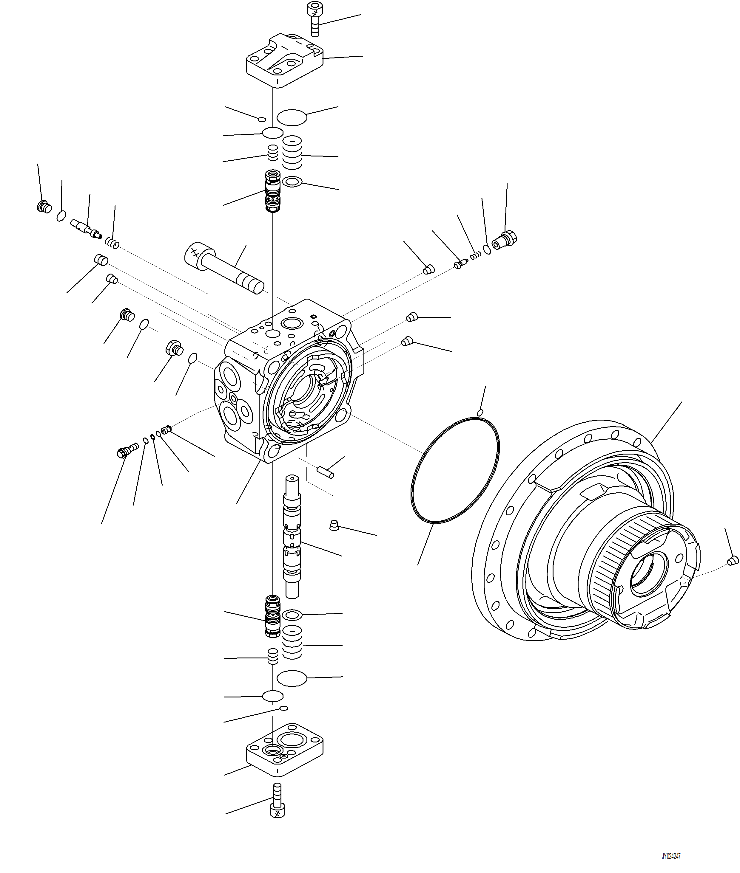 Komatsu parts book diagram for PC230F-11 SN A20700-UP: P1210-001001 TRAVEL MOTOR AND FINAL DRIVE L.H. (1/2)